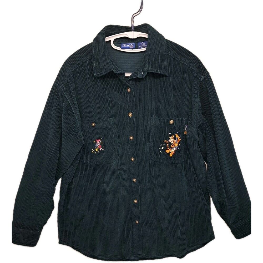 Vintage Winnie The Pooh Green Corduroy Button Down M